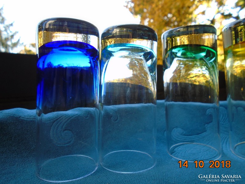 5 Murano colored glass glasses 9 cm