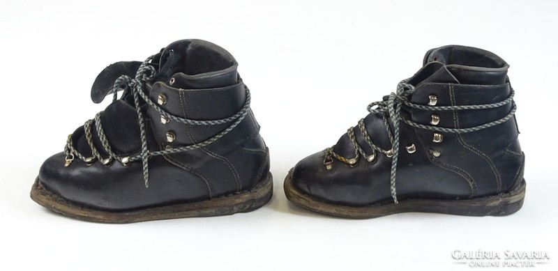 0T496 old waka clip-on leather ski boots ski boots