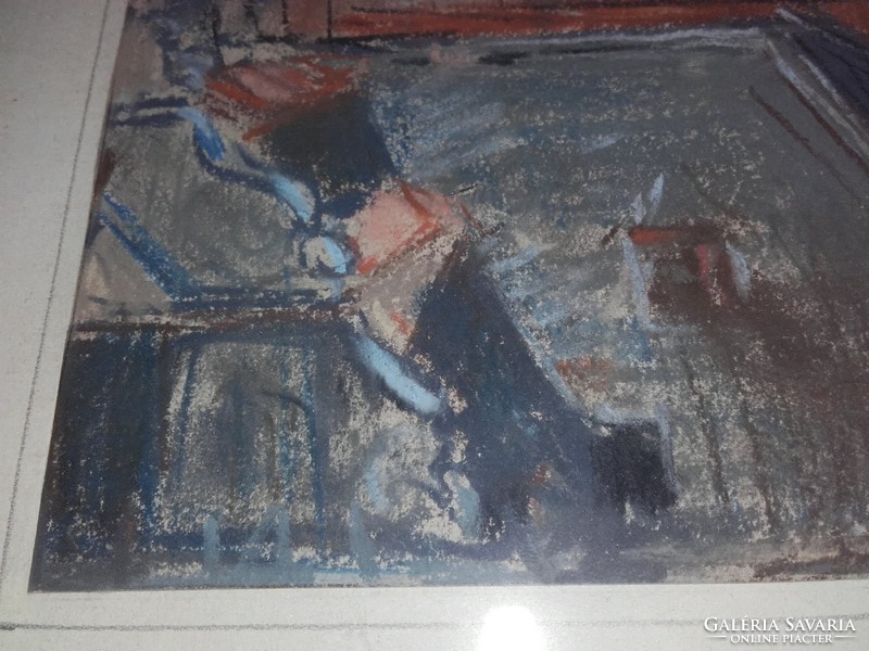 Budapesti házak - Marich Géza Gordon Kanadai magyar festőművész (1913-1985) szignózott kép 1953.