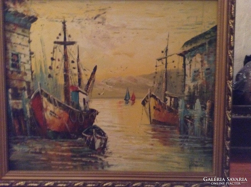 Cozy harbor painting