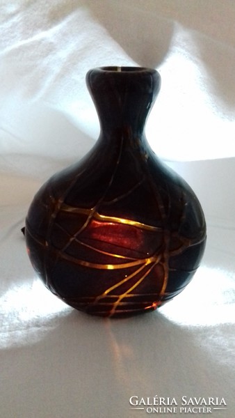 Muránói üveg mini váza vagy parfümös üveg vagy dohány tabak tartó tubákos