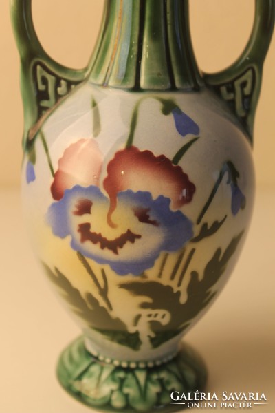 Szecessziós kétfülű kerámia váza