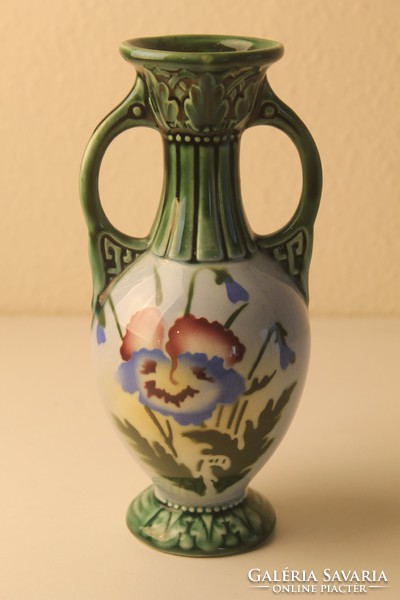 Szecessziós kétfülű kerámia váza