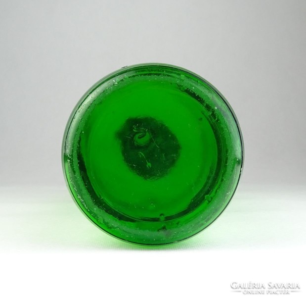 0T650 Régi zöld csatos üveg palack 29.5 cm