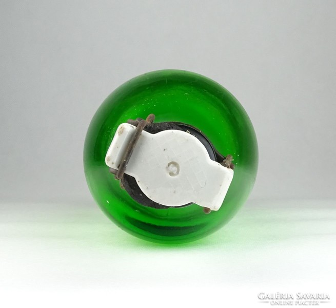 0T650 Régi zöld csatos üveg palack 29.5 cm