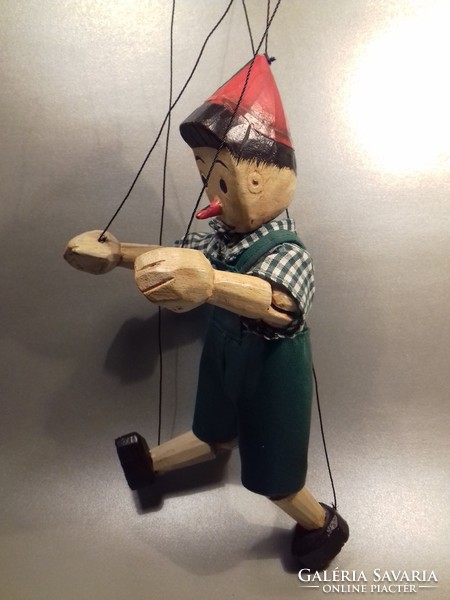 Wooden carved pinocchio pinoccio marionette puppet figure