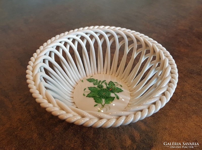 Herend porcelain wicker basket with Appony pattern