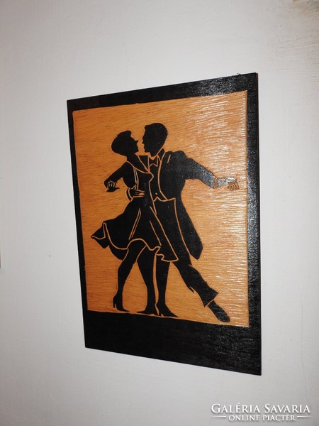 Special hand-engraved woodcut: silhouette - dancers