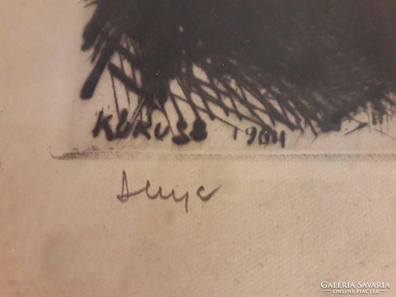 József Kórusz - mother - signed etching - 1964