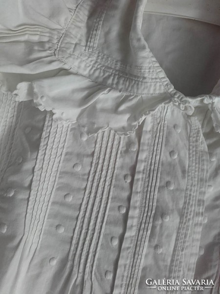 Antique, old authentic white canvas, embroidered, folk, peasant shirt, women's blouse, men's, boy's shirt