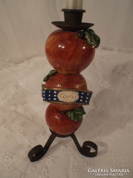 Candle holder - American - old - 26 x 13 cm big apple - top leaf to be painted