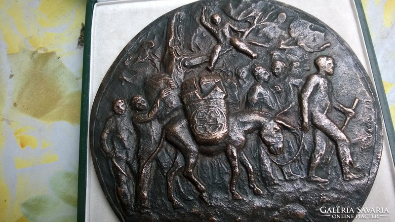 Rare item. Large bronze plaque migration