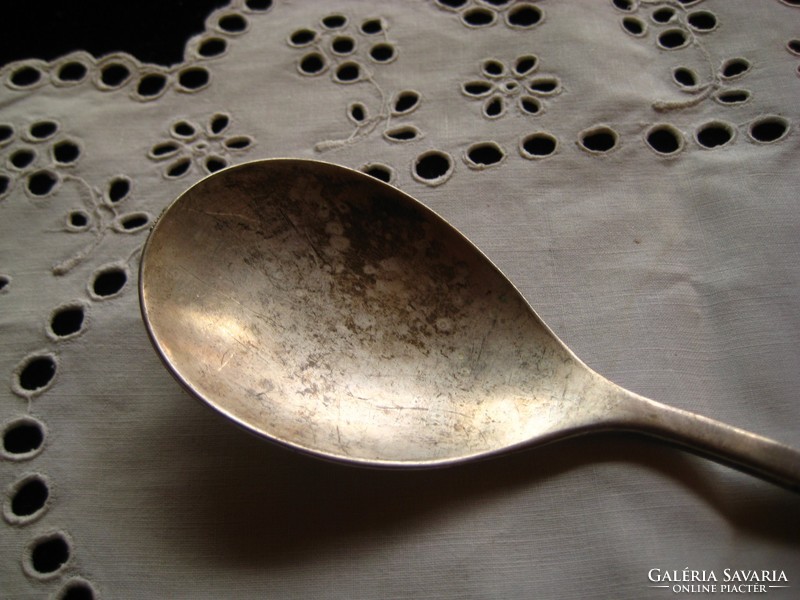 Antique zinc spoon mk, mark 20.5 cm