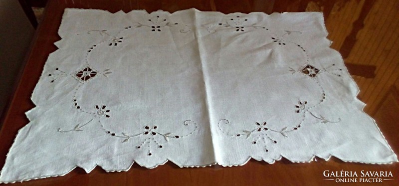 Ekrű embroidered tray cloth, tablecloth 36 x 50 cm