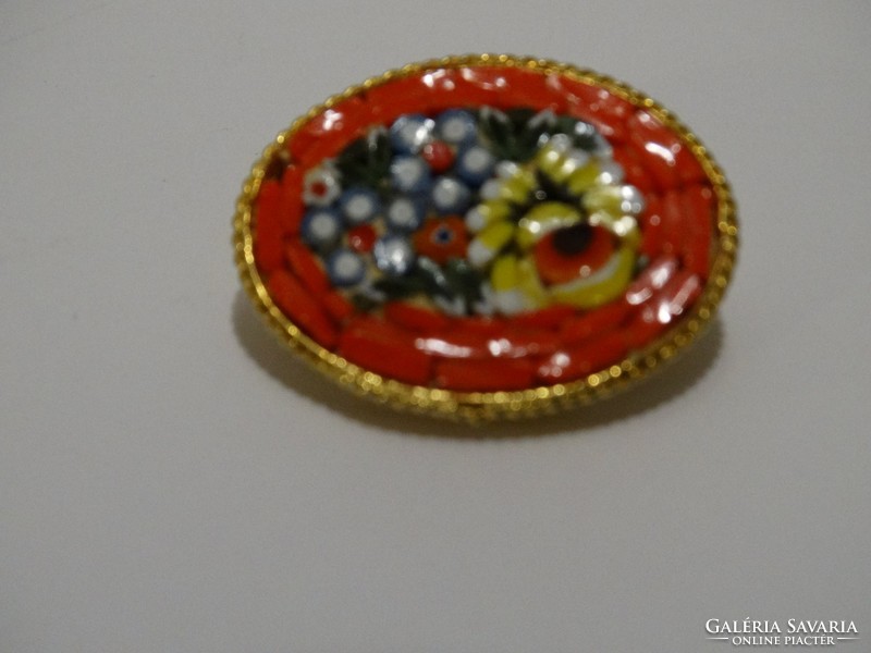 Vintage Italian micro mosaic brooch