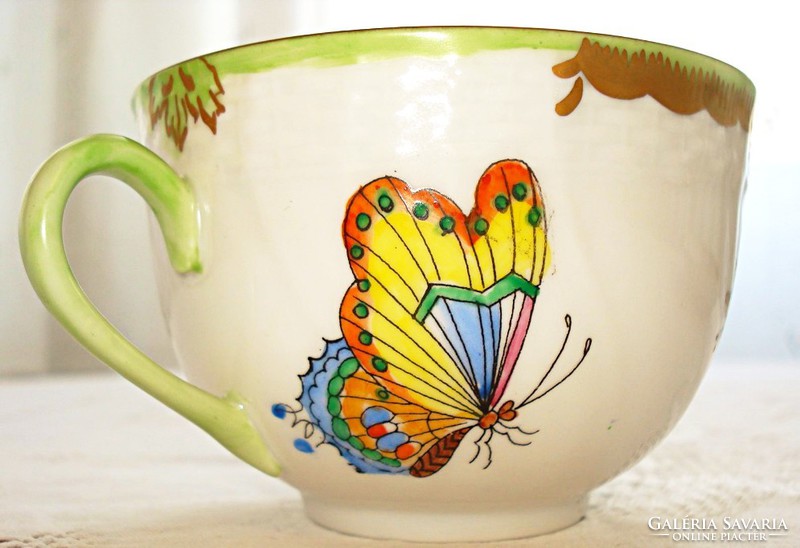 Hand-painted porcelain soup cup with bottom