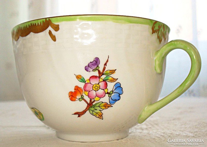 Hand-painted porcelain soup cup with bottom