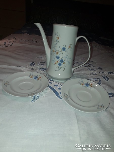 Alföldi porcelán teás kanna tető nélkül és 2 csészealj