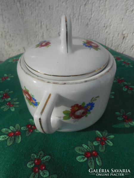 Old flower teapot and sugar holder with lid from the granite factory (Kkk) in Kispest