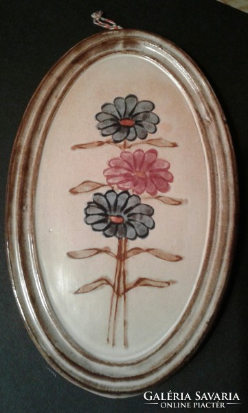 Juried ceramic wall bowl with applied art signature