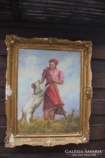 Sziklai Lajos - Leány kutyával