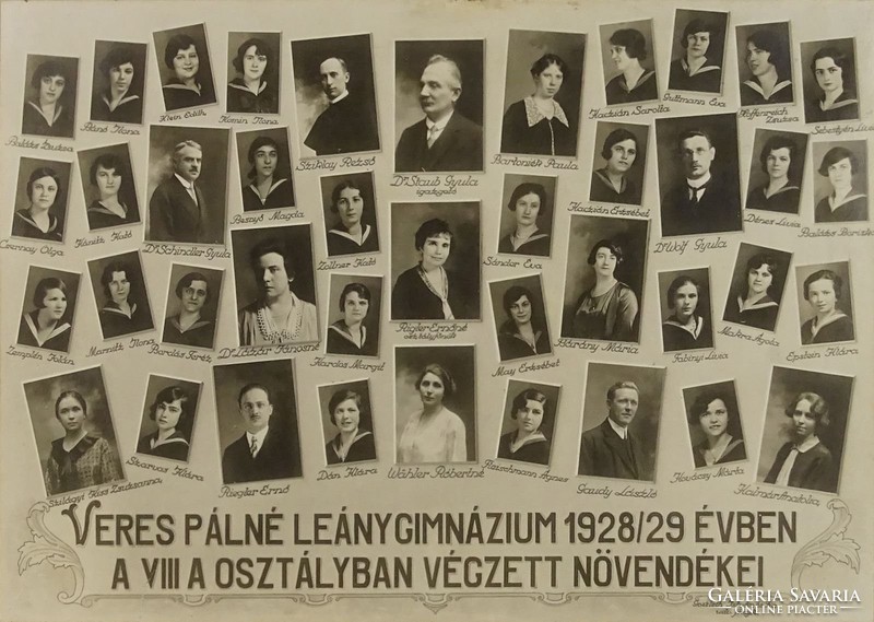 0U001 Régi iskolai fotográfia tablókép 1929