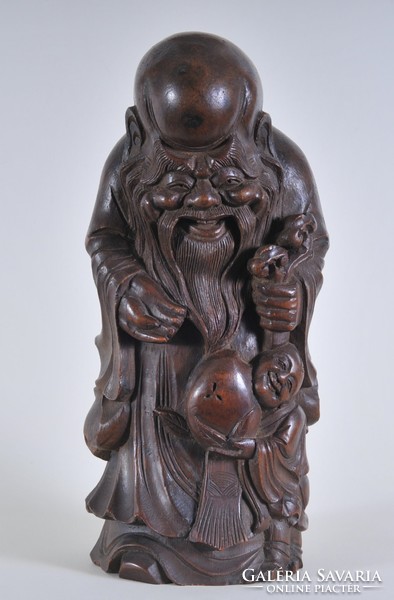 Antik kínai bambusz figura, egyike a nyolc Halhatatlan szentnek, 18. sz