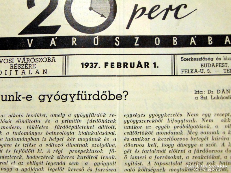 1937 február 1  /  SZÓRAKOZTATÓ 20 perc A VÁRÓSZOBÁBAN  /  RÉGI EREDETI ÚJSÁG Ssz.: 854