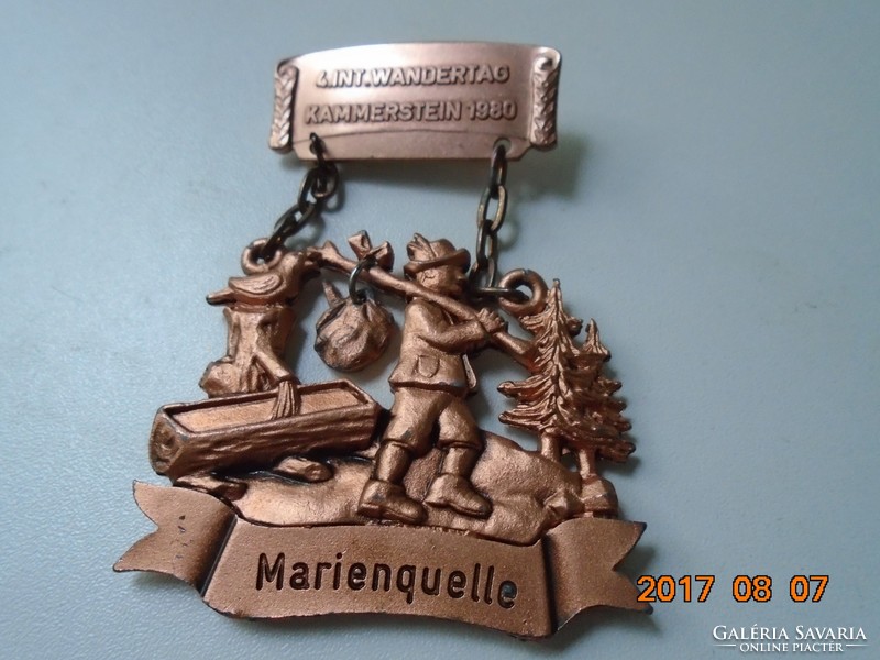 1980 Bavarian tour badge/plaque: 4. International tour kammerstein marienquelle-8.5x6 cm
