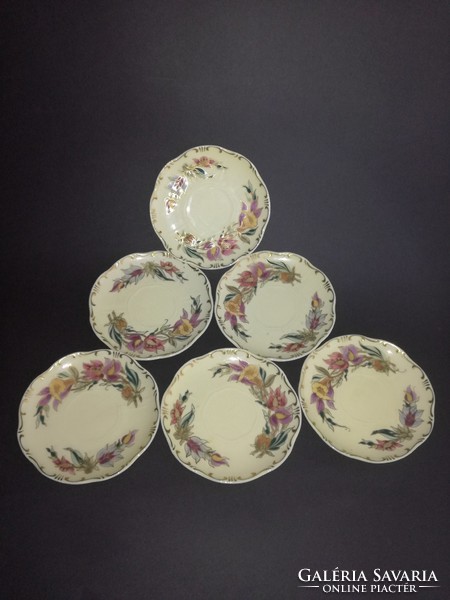 Antique Zsolnay lily flower 6 tea saucers - ep