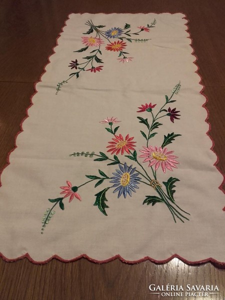 Hand-embroidered table runner, tablecloth 35 x 74 cm