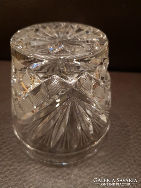 Thick-walled crystal glass with a beautiful pattern, flawless
