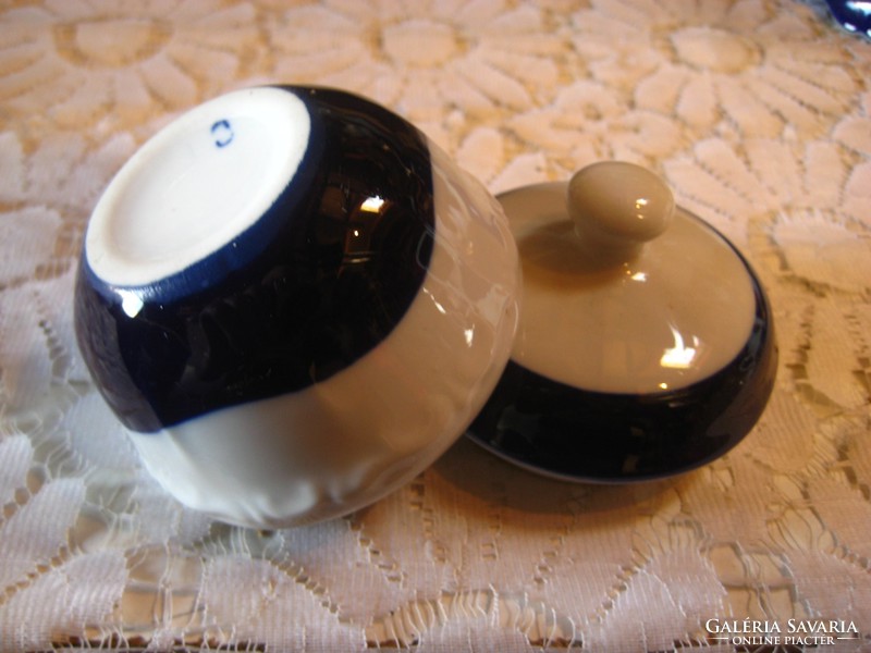 Zsolnay blue white sugar bowl 7 x 7 cm