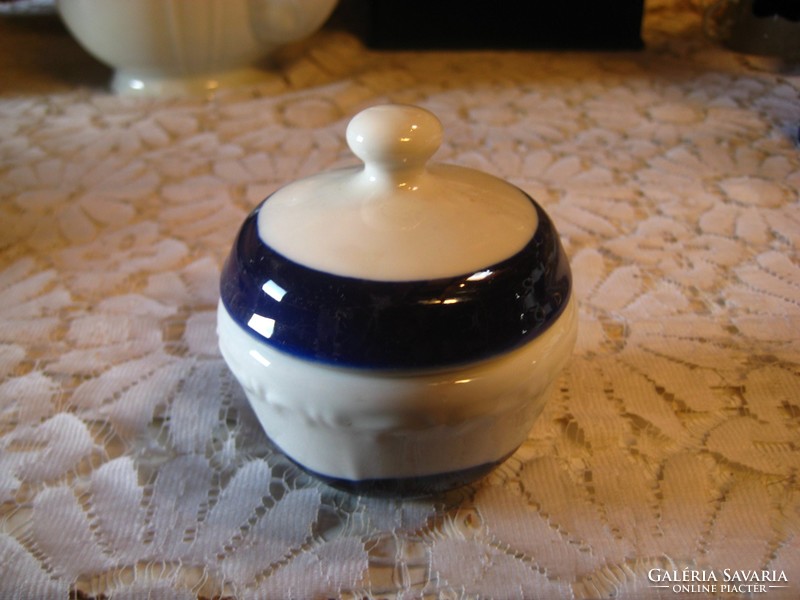 Zsolnay blue white sugar bowl 7 x 7 cm