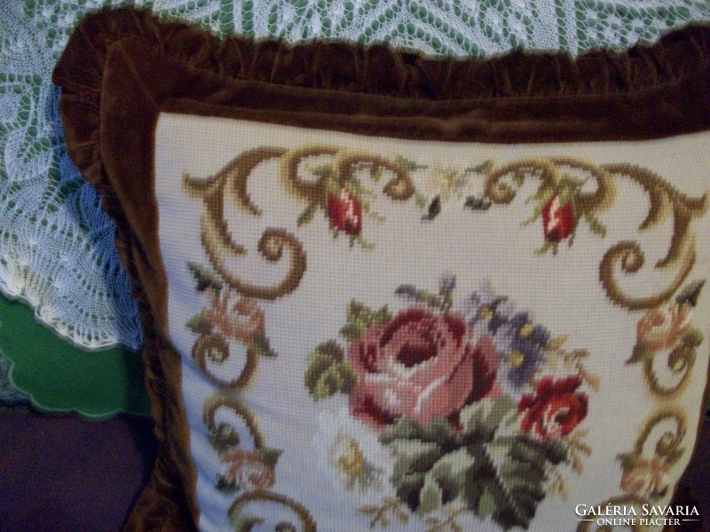 Beautiful old large tapestry decorative pillow 53 x 53 cm