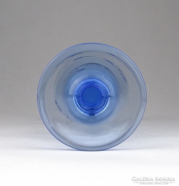 0U494 Régi kék csiszolt üveg kehely váza