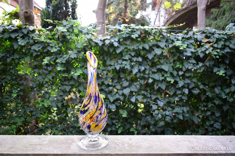 Large blown craft glass colorful retro vase