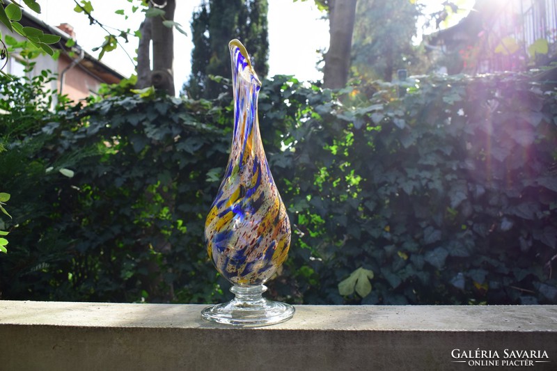 Nagyméretű fújt kézműves üveg színes retró váza