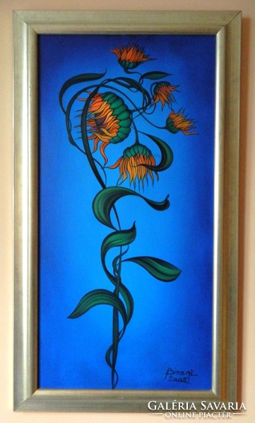 David beeri (Charles Beri 1951-) - sunflower (2005.) Oil on canvas; 100x50cm