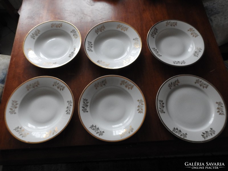 Old Czech gold-painted plate set