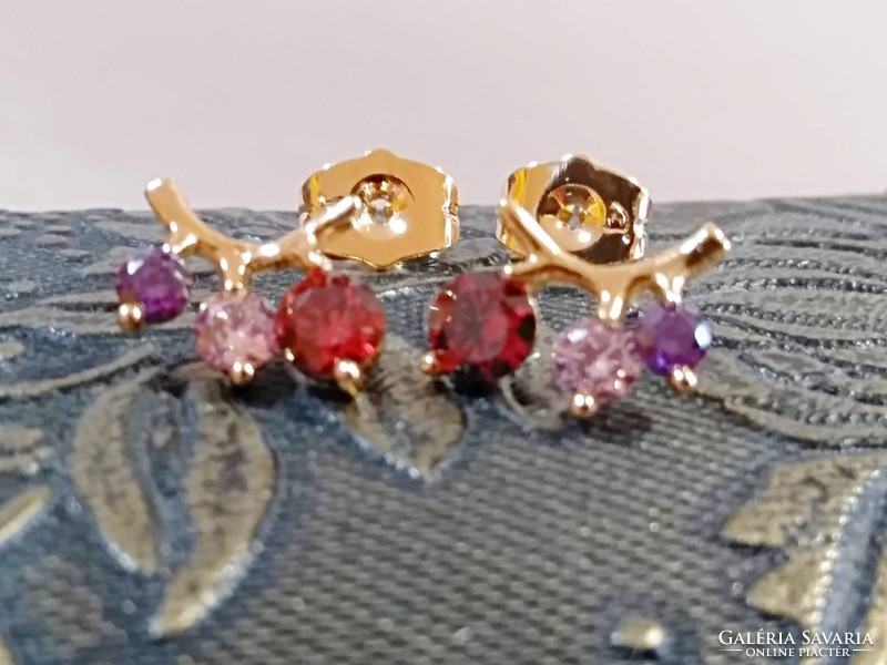 Filled gold (gf) earrings with colored cz crystals