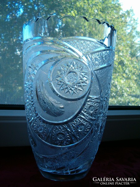 Antique carved lead crystal vase