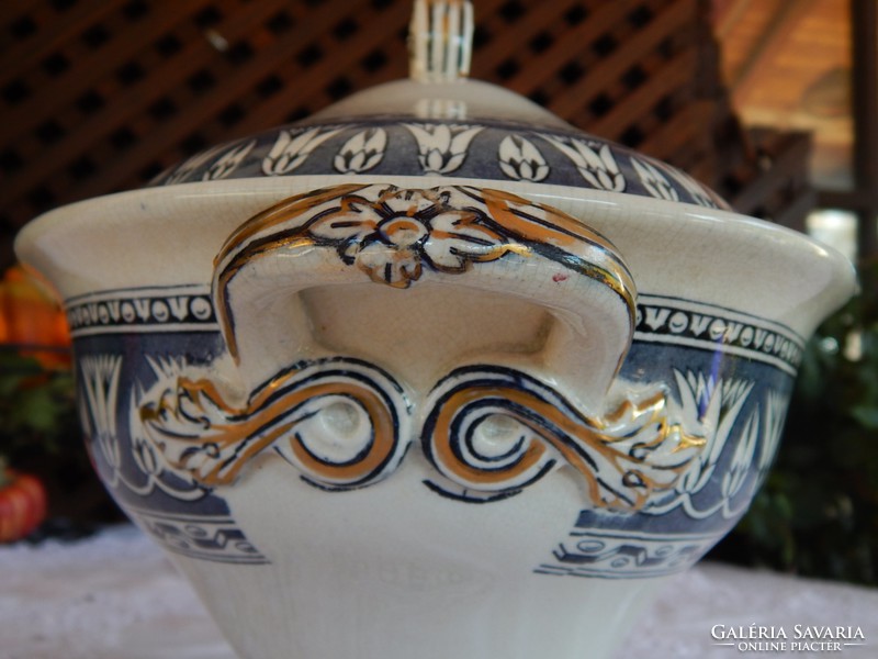 Antique English faience large soup bowl stone china stoke on trent george jones
