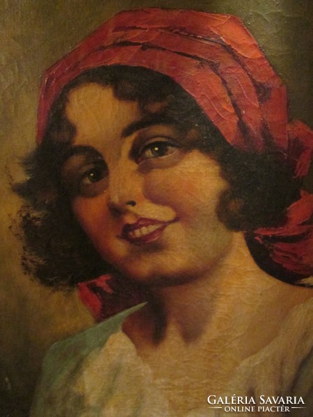 Cigány lány portré - olaj vászon