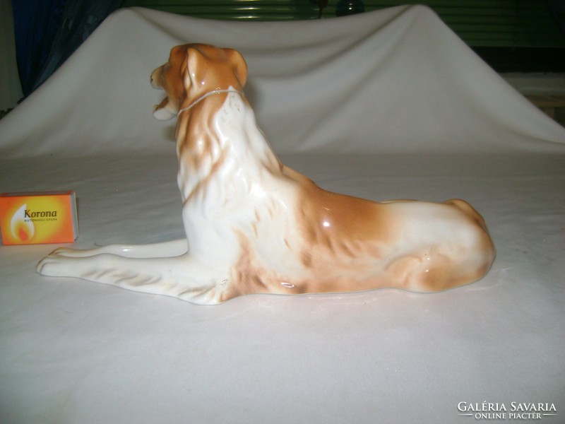 Antik porcelán kutya figura, nipp - sérült, javított