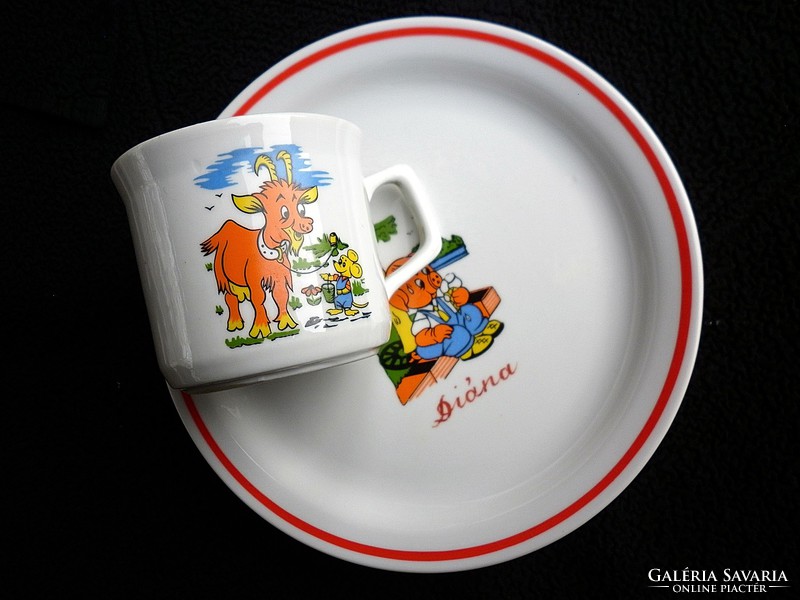 Zsolnay porcelain set with fairytale pattern can be given as a gift to a little girl named Diana