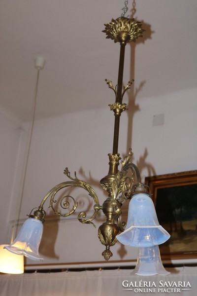 Three-arm eclectic copper chandelier