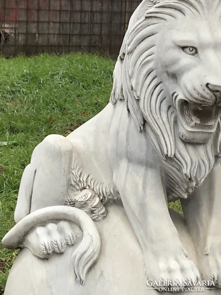 A pair of ruling marble lions