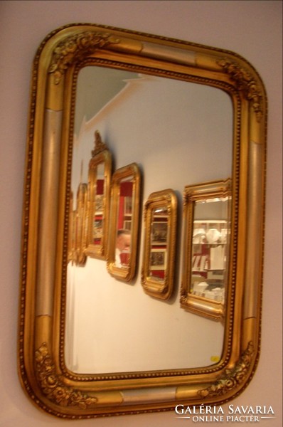 Biedermeier aranyozott tükör csiszolt üveggel 50 x 70 cm