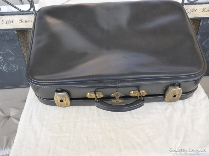 Retro régi utazó bőrönd, Régi bőr bőrönd 60-s, 70-s évek